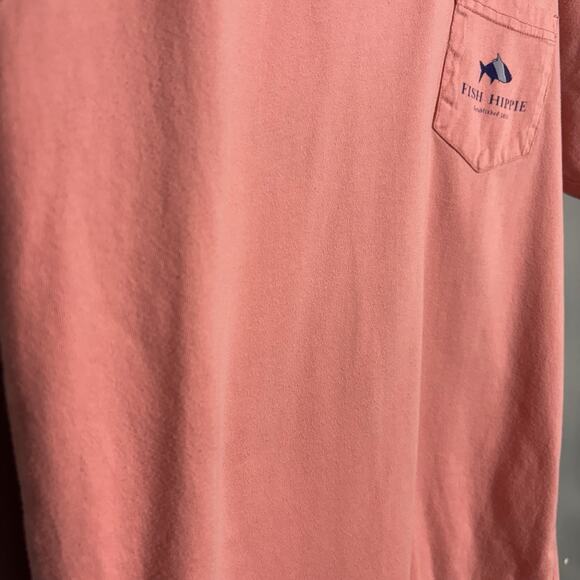Fish Hippie Men’s Medium Pink Coral Shirt Boat Carolina Flarehull Lake - Picture 4 of 6